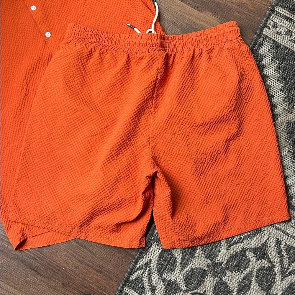 Manfinity RSRT Men's Plain Texture Button Down Short Set - Picture 3 of 6